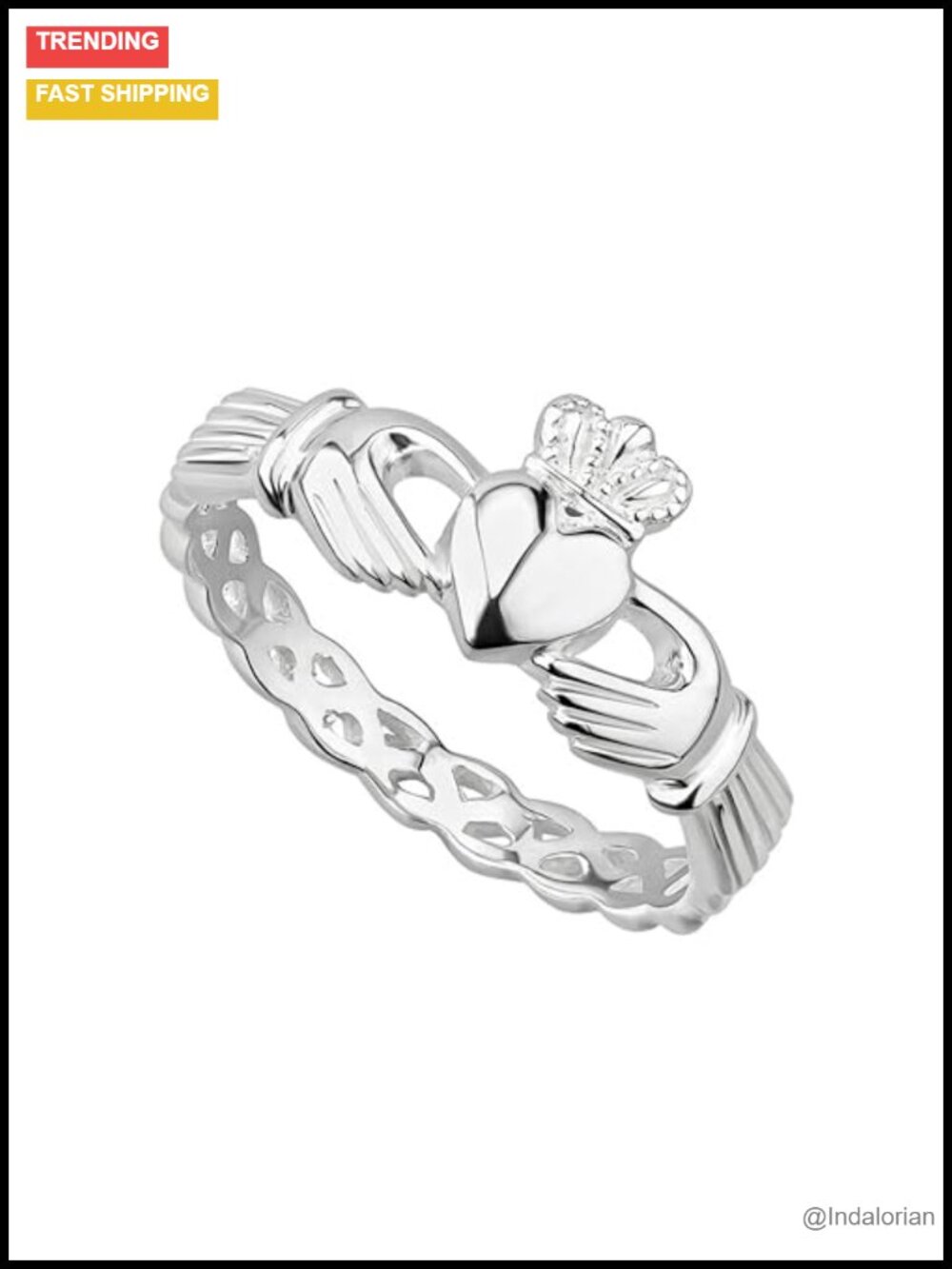 Irish Claddagh Ring Handmade in Dublin Sterling Silver Braided Band